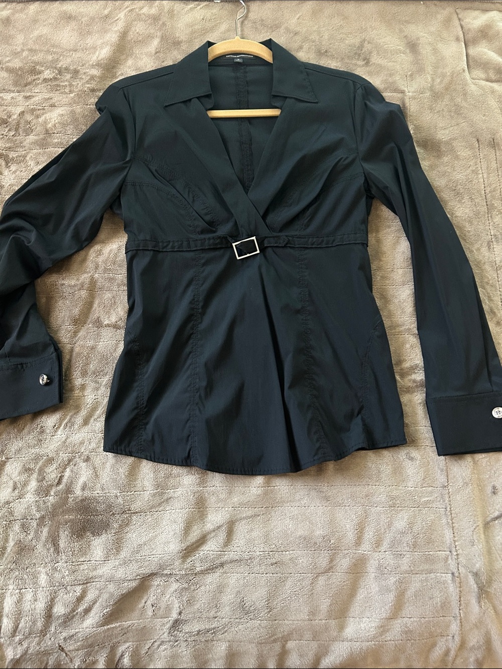 Express Black Women's Long-Sleeve Fitted Blazer with Center Buckle